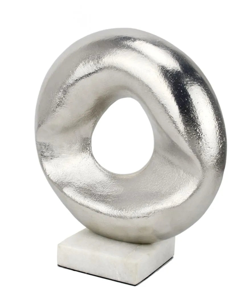 Decor Abstract Aluminium Disc Artifact Silver