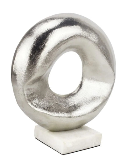 Decor Abstract Aluminium Disc Artifact Silver