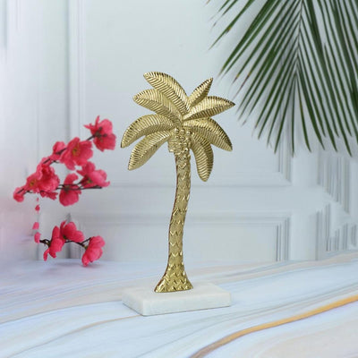 Coastal Gold Aluminum Decor Palm Tree Sculpture