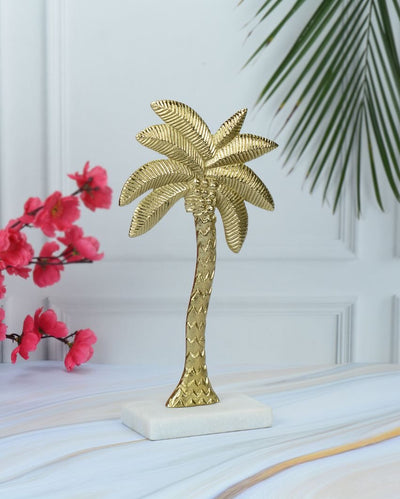 Coastal Gold Aluminum Decor Palm Tree Sculpture