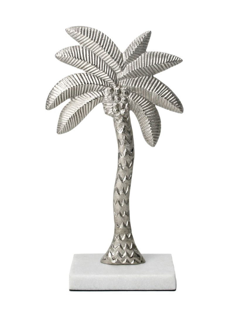 Coastal Aluminium Decor Palm Tree Sculpture Silver