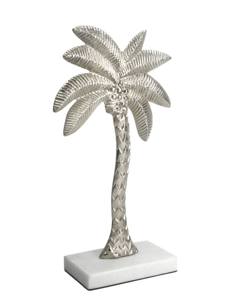 Coastal Aluminium Decor Palm Tree Sculpture Silver