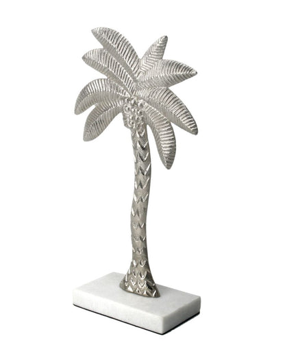 Coastal Aluminium Decor Palm Tree Sculpture Silver