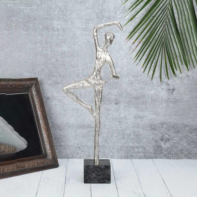 Balletic Silver Aluminum Lady Sculpture