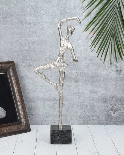 Balletic Silver Aluminum Lady Sculpture