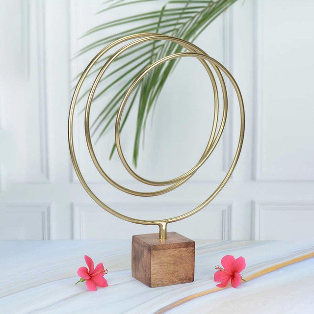 Radiant Gold Loop Abstract Sculpture | 13 x 5 x 18 inches