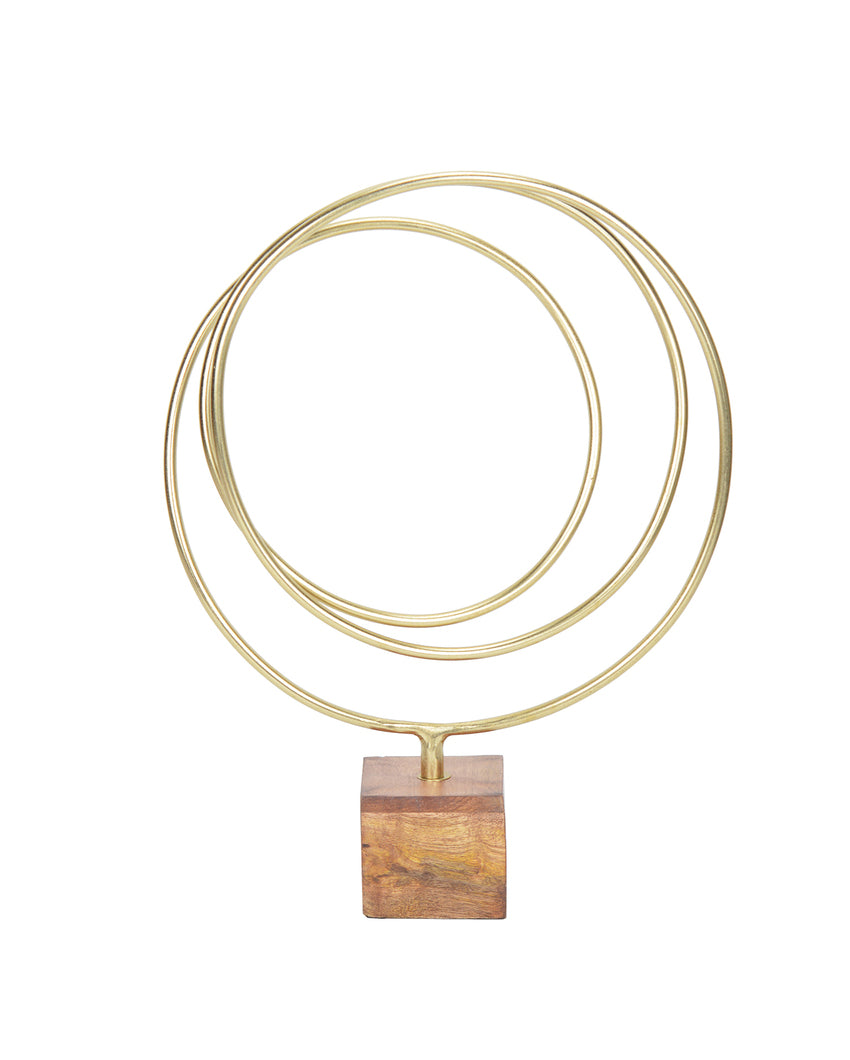 Radiant Gold Loop Abstract Sculpture | 13 x 5 x 18 inches