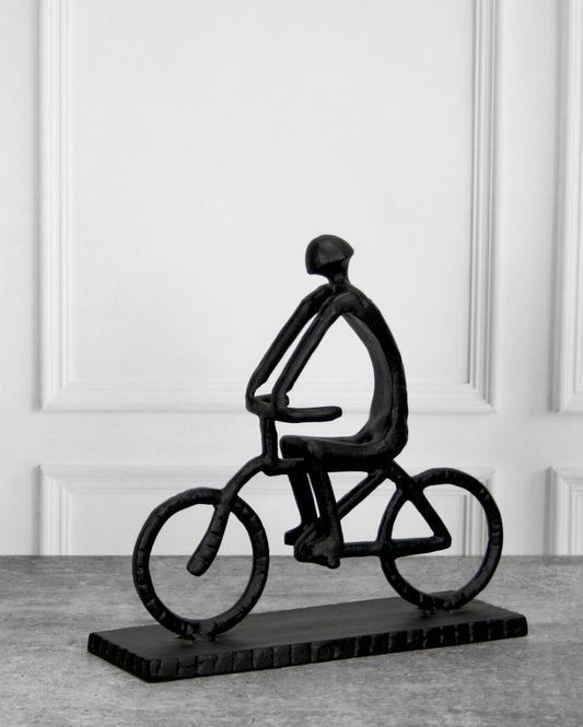 Black Pedal Man Aluminium Decor Figurine | 11 x 4 x 11 inches