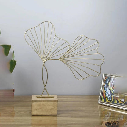 Decor Flora Gold Leaves Iron Sculpture