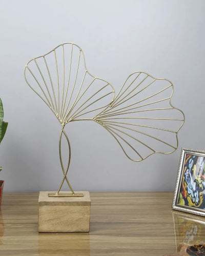 Decor Flora Gold Leaves Iron Sculpture