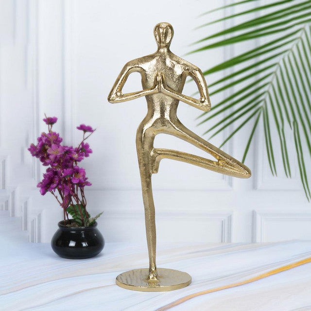 Antique Yoga Man Aluminium Figurine | 10 x 6 x 18 inches