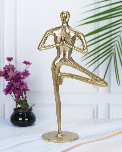 Antique Yoga Man Aluminium Figurine | 10 x 6 x 18 inches