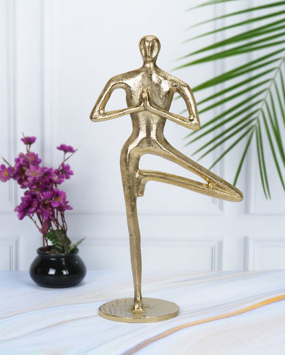 Antique Yoga Man Aluminium Figurine | 10 x 6 x 18 inches