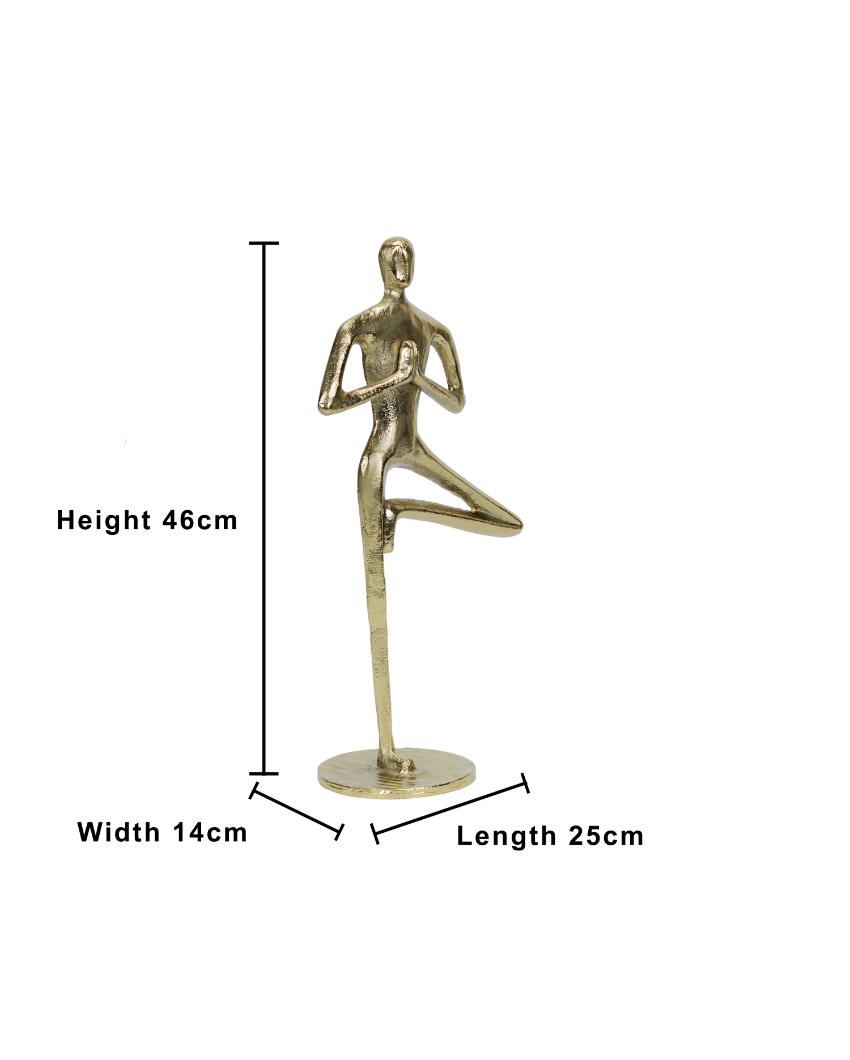 Antique Yoga Man Aluminium Figurine | 10 x 6 x 18 inches