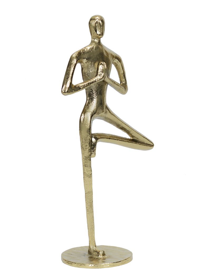 Antique Yoga Man Aluminium Figurine | 10 x 6 x 18 inches