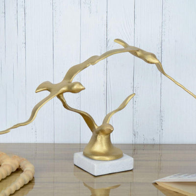 Winged Gold Flying Birds Aluminum Sculpture