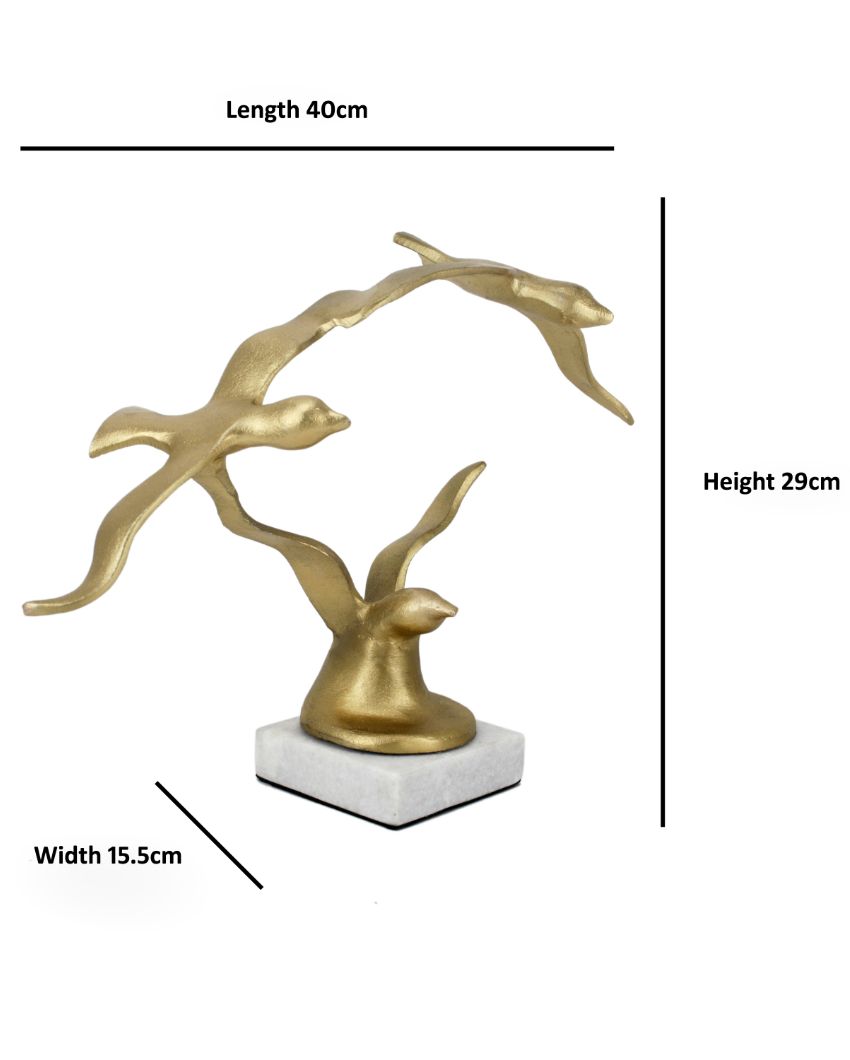 Winged Gold Flying Birds Aluminium Sculpture
