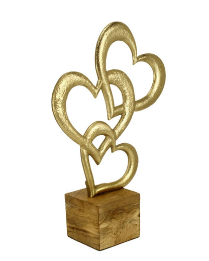 Triple Heart Decor Aluminium Sculpture Gold