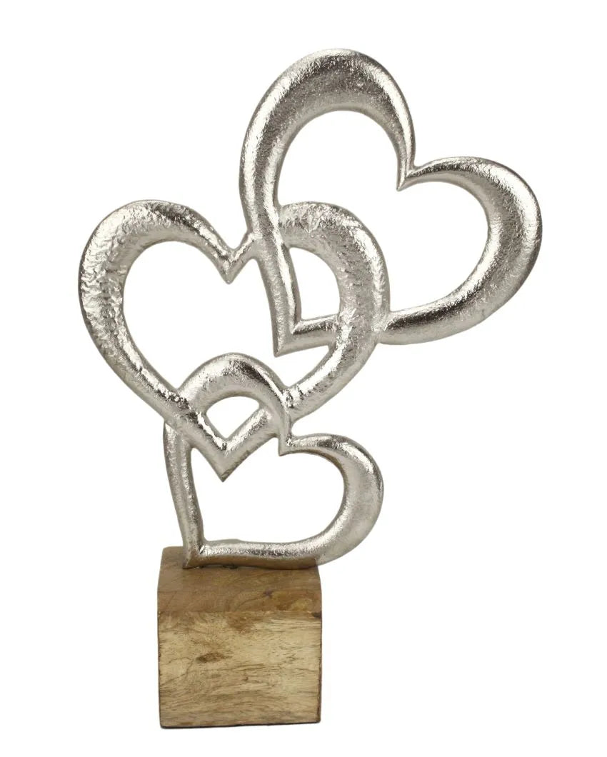 Triple Heart Decor Aluminium Sculpture Silver