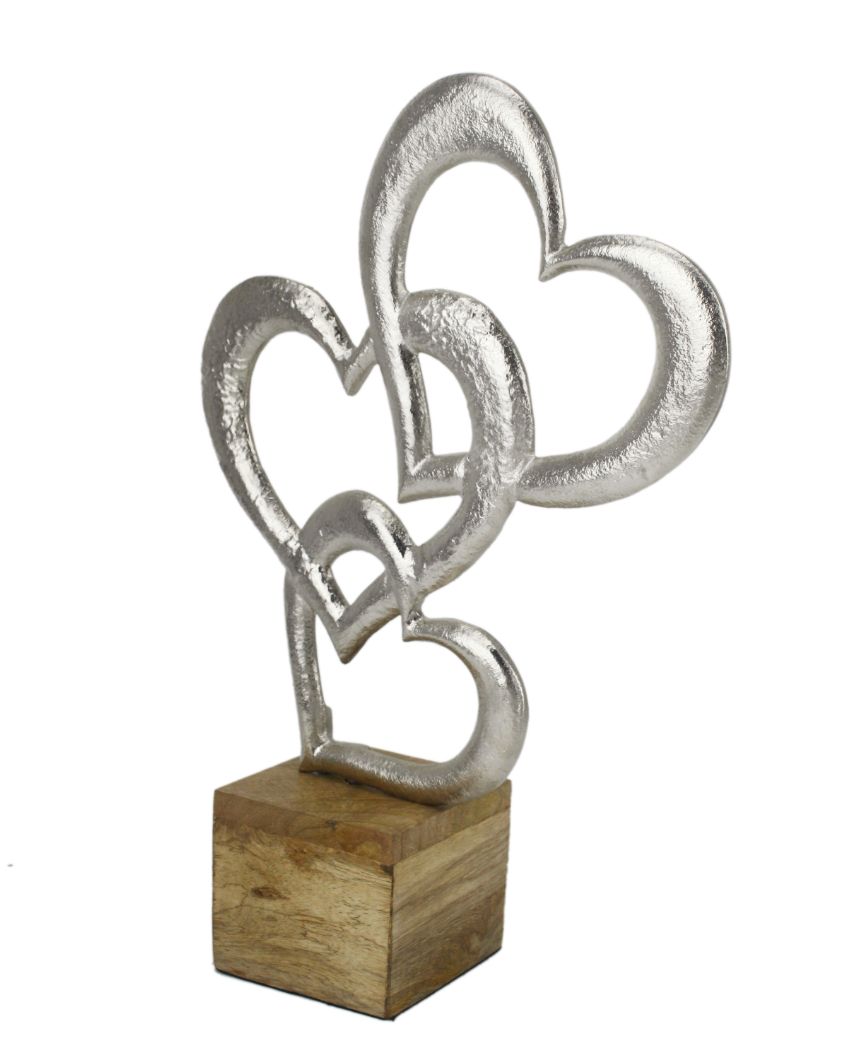 Triple Heart Decor Aluminium Sculpture Silver