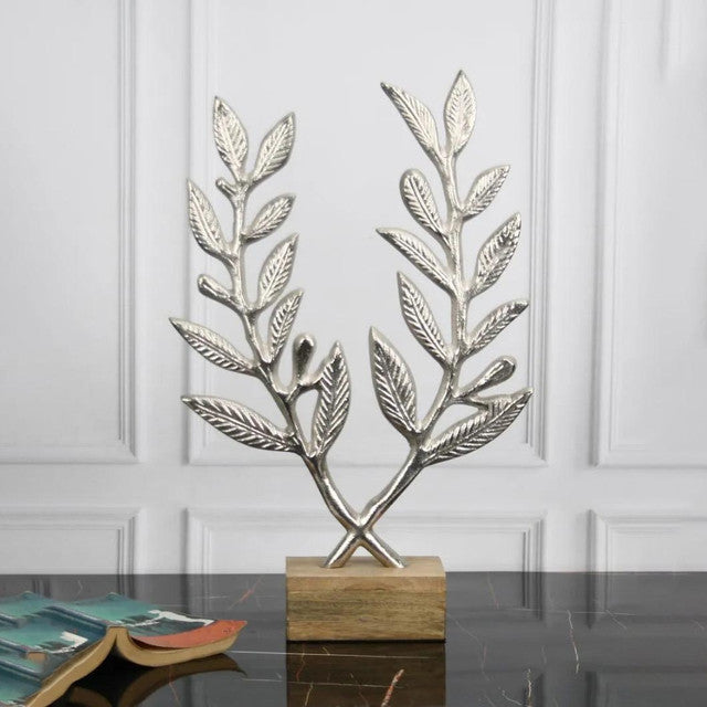 Wreath Silver Metal Tree Aluminum Sculpture