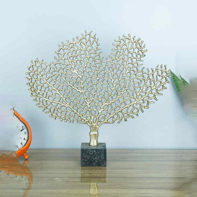 Serene Gold Tree Aluminium Sculpture | 17 x 3 x 16 inches