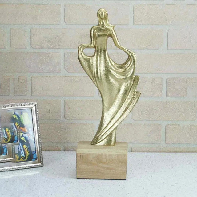 Decor Whimsy Gold Lady Aluminum Figurine