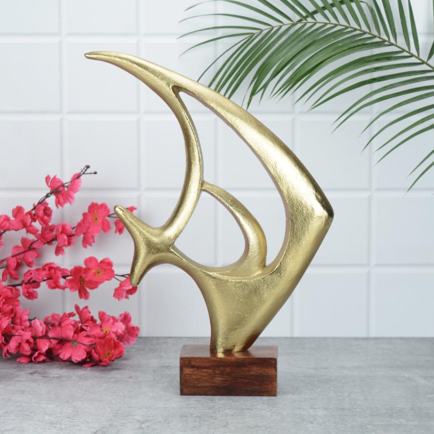 Radiant Gold Finish Fish Decorative Figurine | 13 x 4 x 18 inches