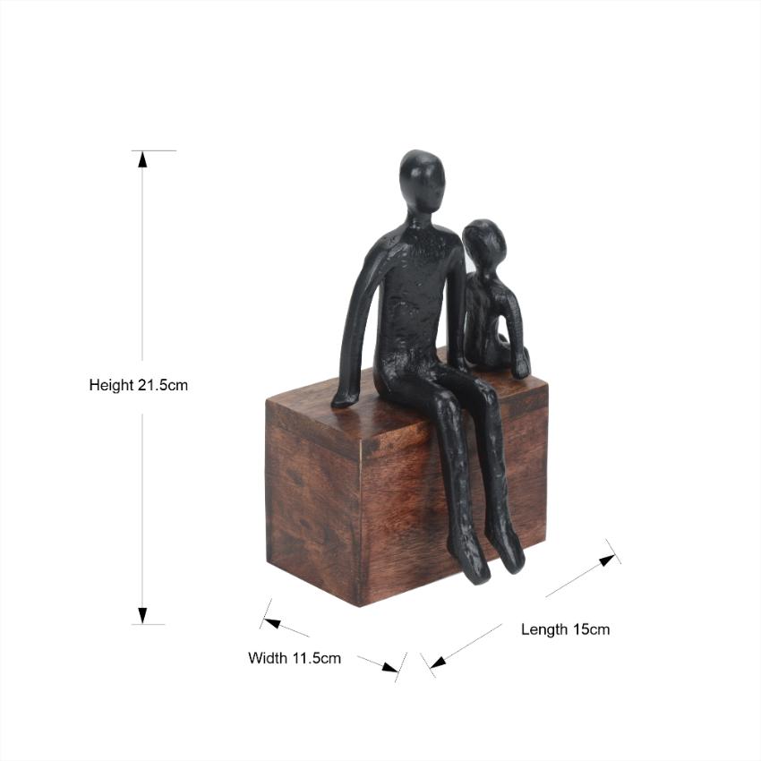 Timeless Generations Embrace Black Figurine Decorative Sculpture | 6 x 5 x 8 inches