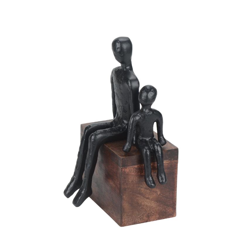 Timeless Generations Embrace Black Figurine Decorative Sculpture | 6 x 5 x 8 inches