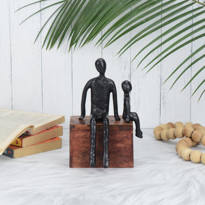 Timeless Generations Embrace Black Figurine Decorative Sculpture | 6 x 5 x 8 inches