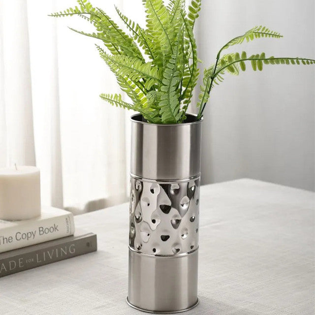 Silver Circles Harmony Stainless Steel  Flower Vase