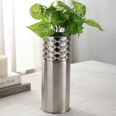 Rhomus Cut Mosaic Silver Stainless Steel Flower Vase