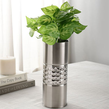 Orbiting Dots Silver Stainless Steel Flower Vase