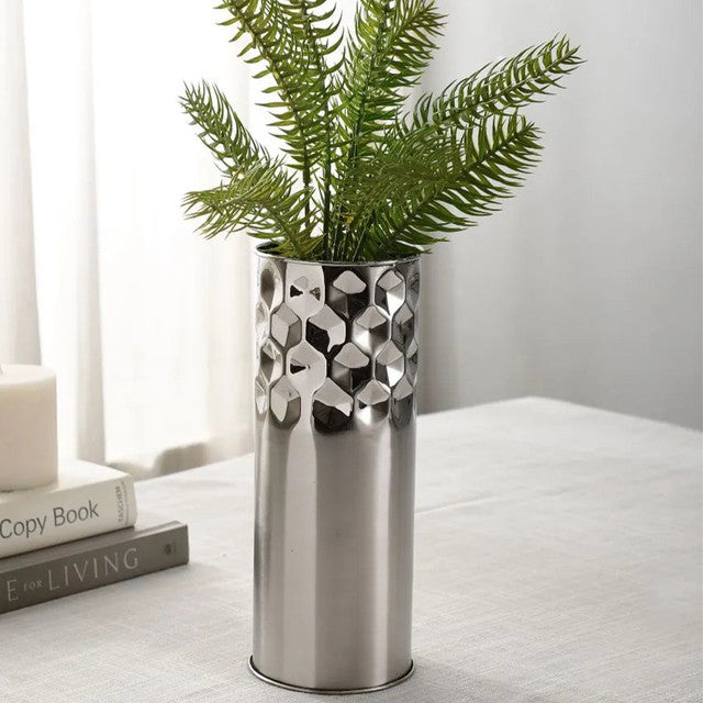 Diamond Cut Stainless Steel Flower Vase