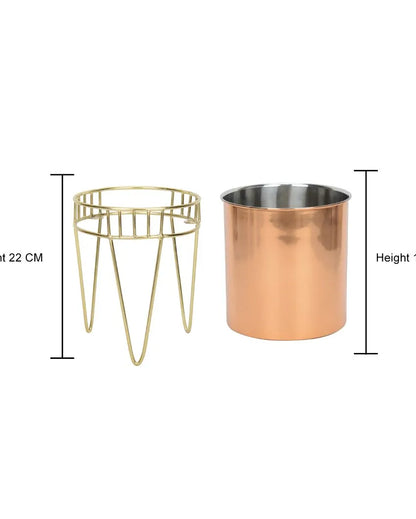 Tripod Blossom Stainless Steel Copper Planter