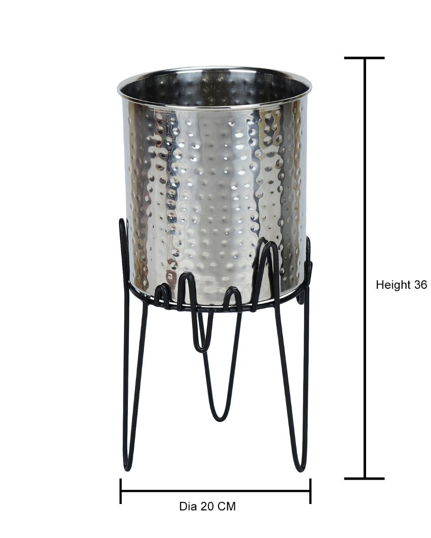 Trine Floral Stainless Steel Planter