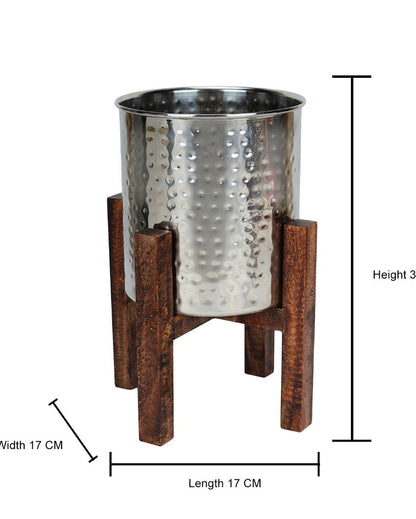 Wooden Arbor Stainless Steel Planter