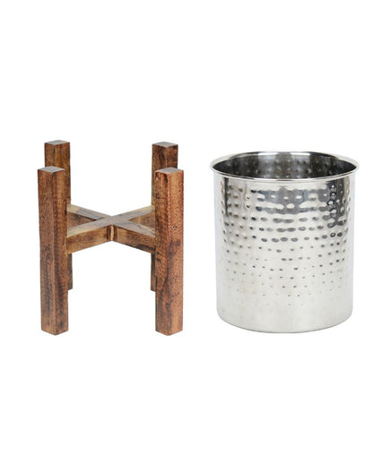 Wooden Arbor Stainless Steel Planter