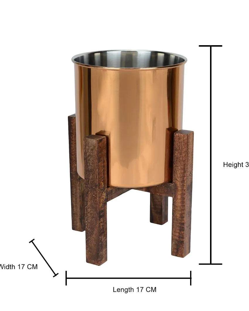 Wooden Arbor Stainless Steel Copper Planter