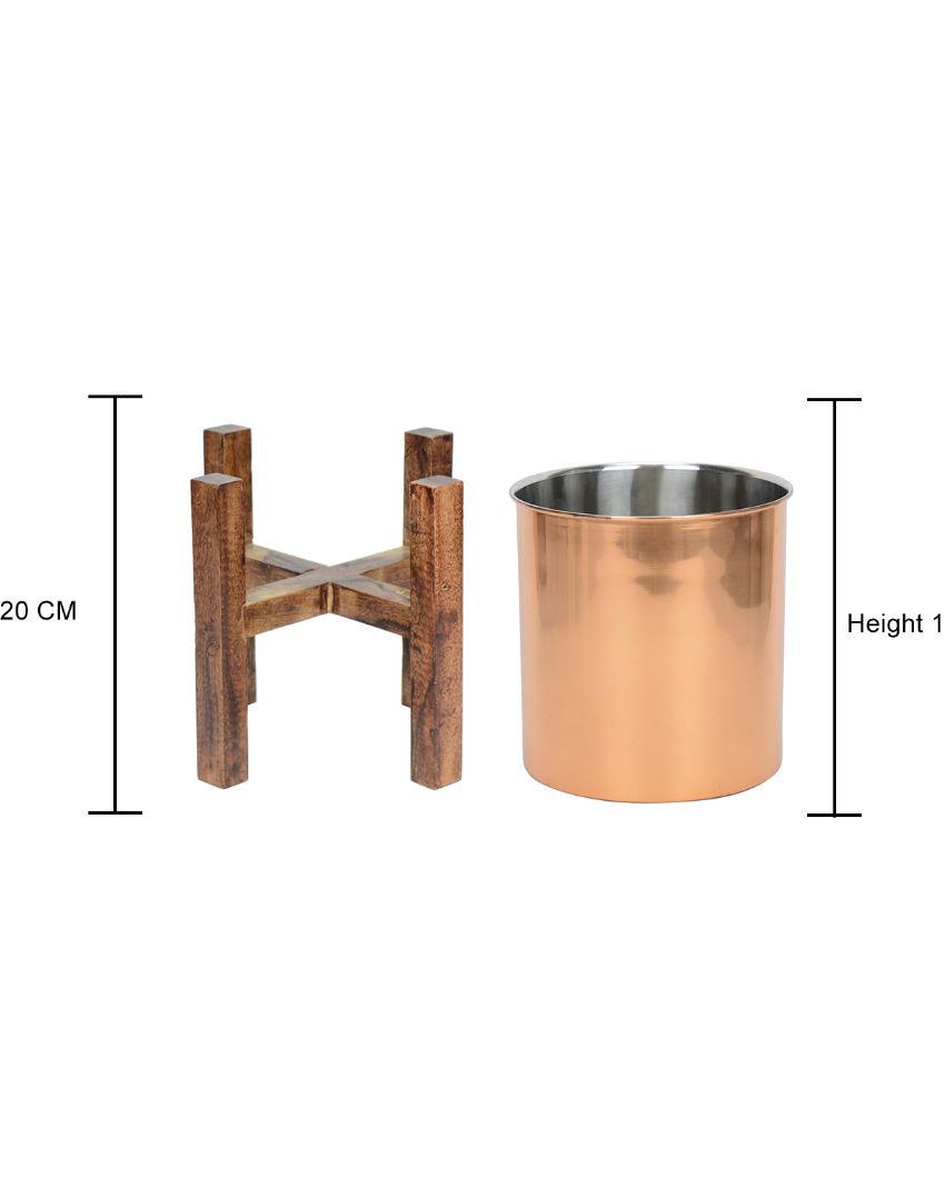 Wooden Arbor Stainless Steel Copper Planter