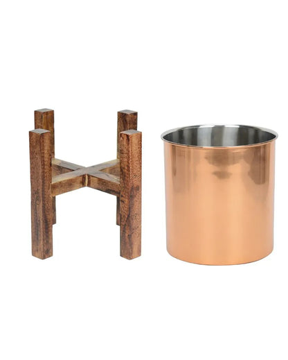 Wooden Arbor Stainless Steel Copper Planter