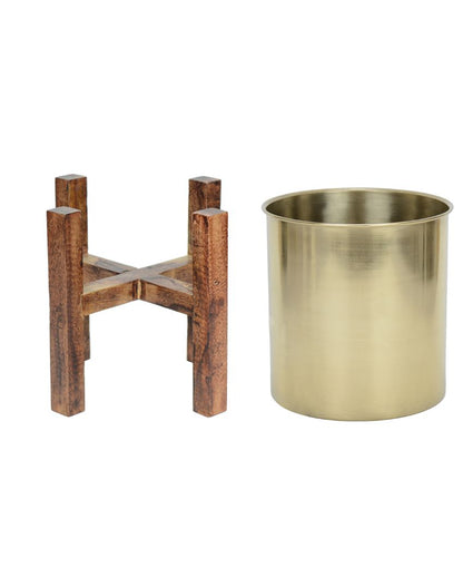 Wooden Arbor Stainless Steel Copper Planter