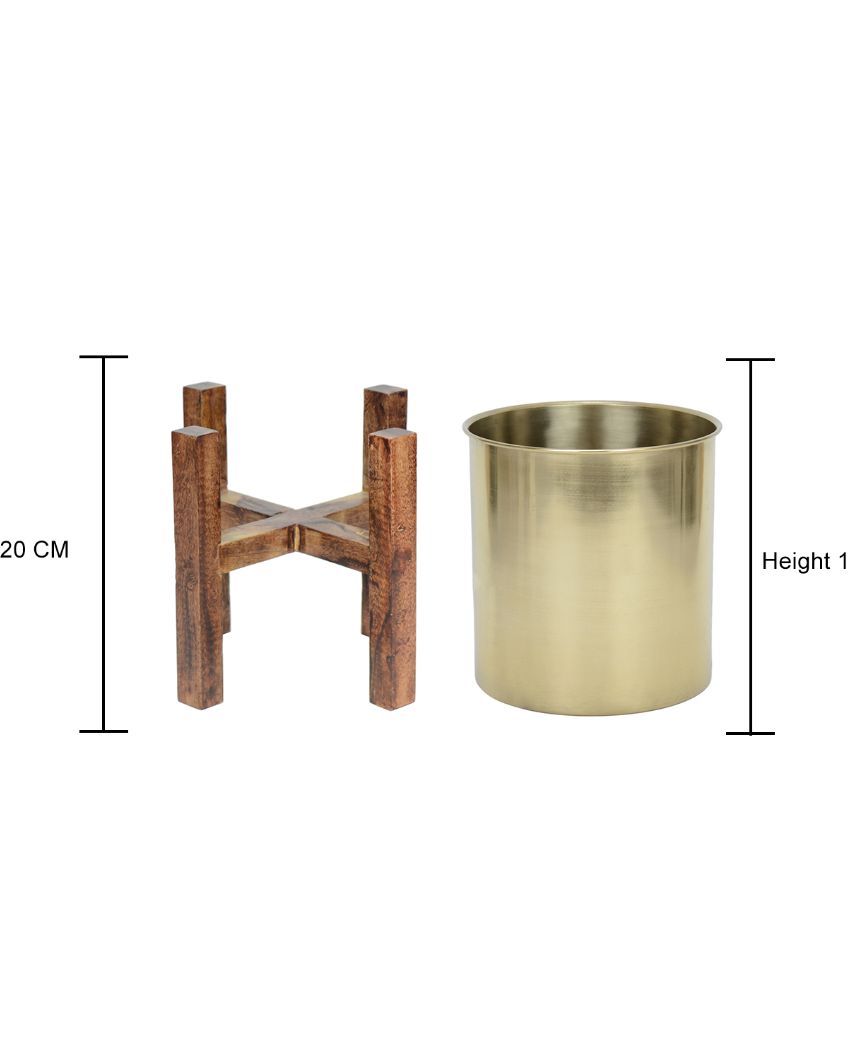 Wooden Arbor Stainless Steel Copper Planter