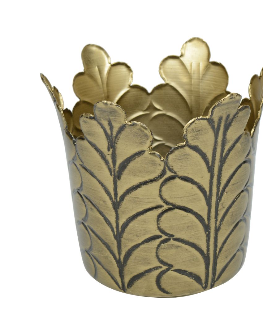 Nature'S Imprint Stainless Steel Flower Planter In Antique Gold