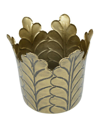 Nature'S Imprint Stainless Steel Flower Planter In Antique Gold