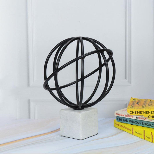 Black Iron Cosmic Wired Globe Décor Object | 9 x 8 x 11 inches