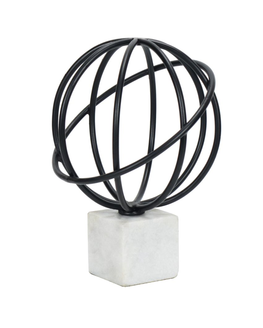 Black Iron Cosmic Wired Globe Décor Object | 9 x 8 x 11 inches