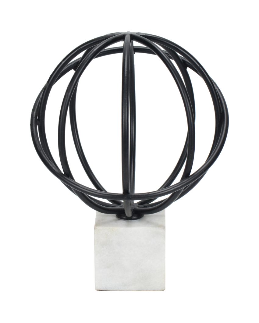 Black Iron Cosmic Wired Globe Décor Object | 9 x 8 x 11 inches