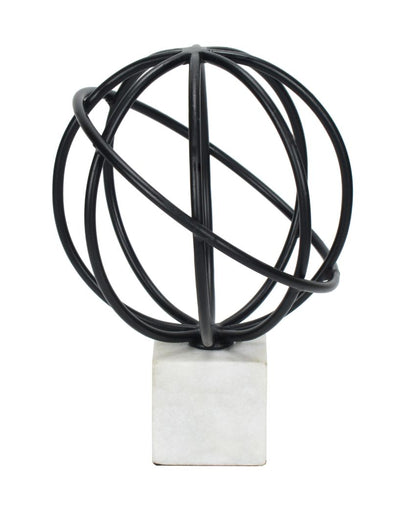 Black Iron Cosmic Wired Globe Décor Object | 9 x 8 x 11 inches